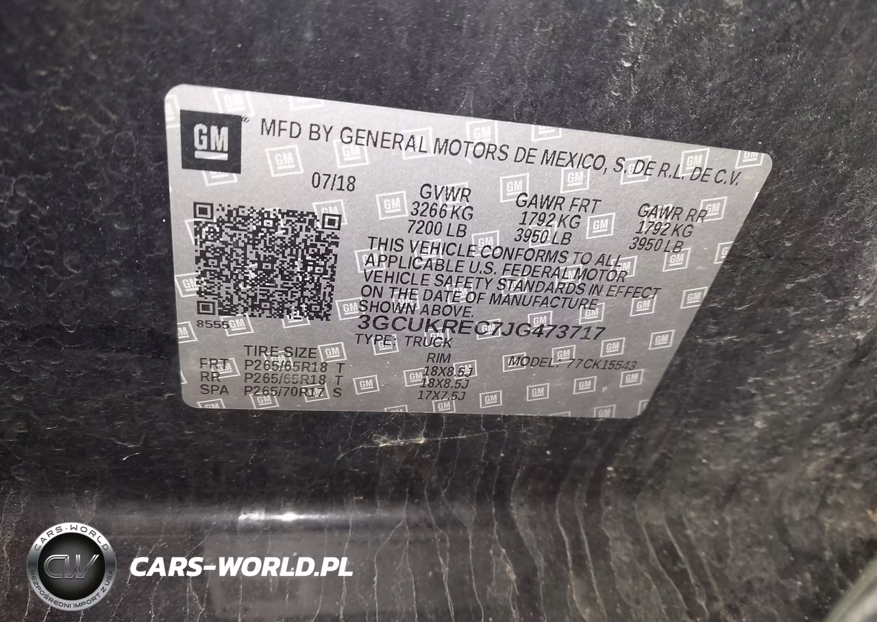 2018 Chevrolet Silverado 1500 2Lt VIN:3GCUKREC7JG473717 - 9