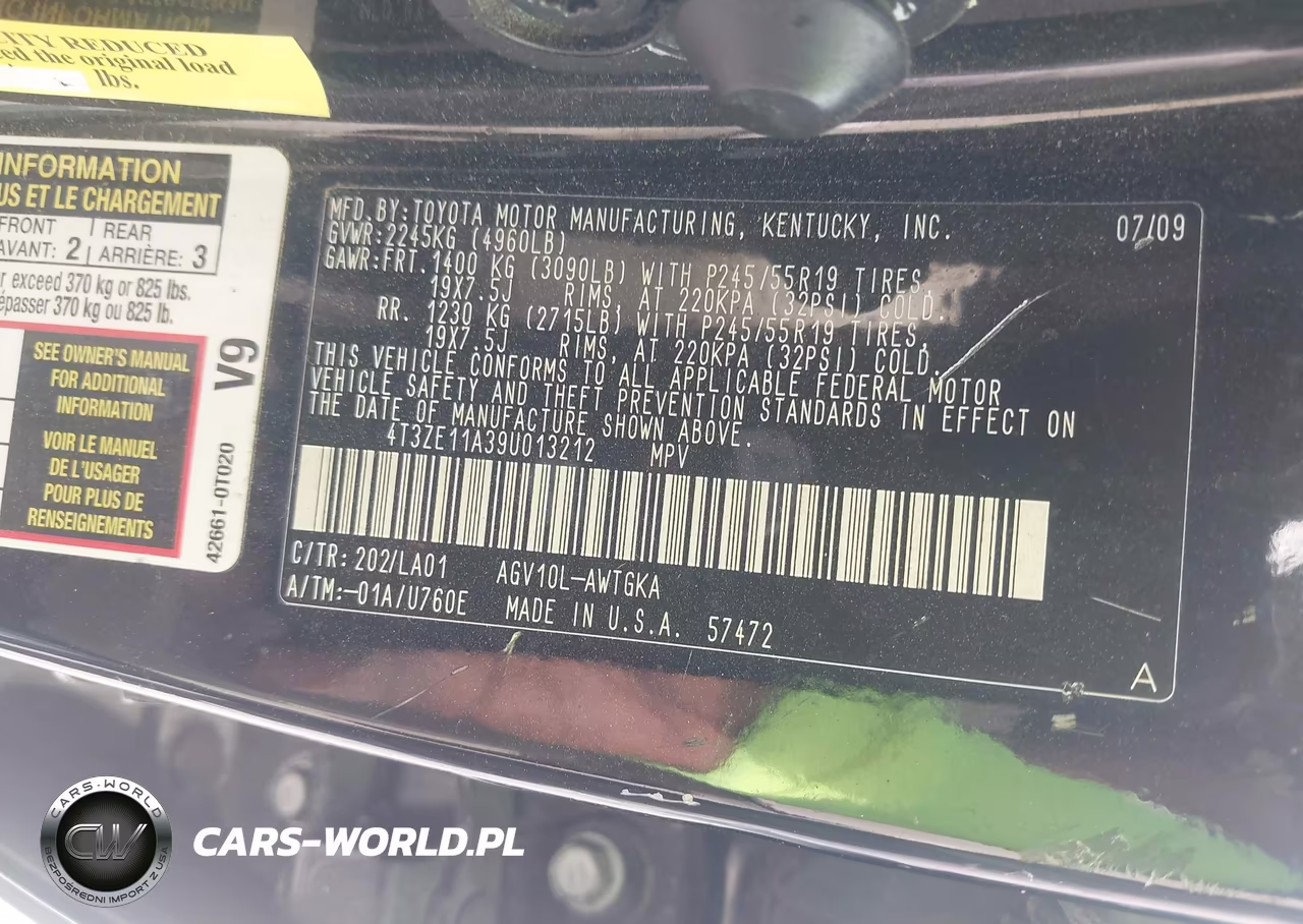 2009 Toyota Venza VIN:4T3ZE11A39U013212 - 9