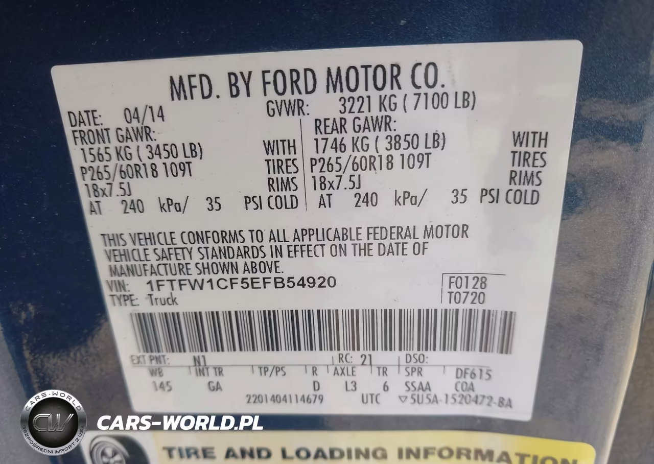 2014 Ford F-150 Xlt VIN:1FTFW1CF5EFB54920 - 9