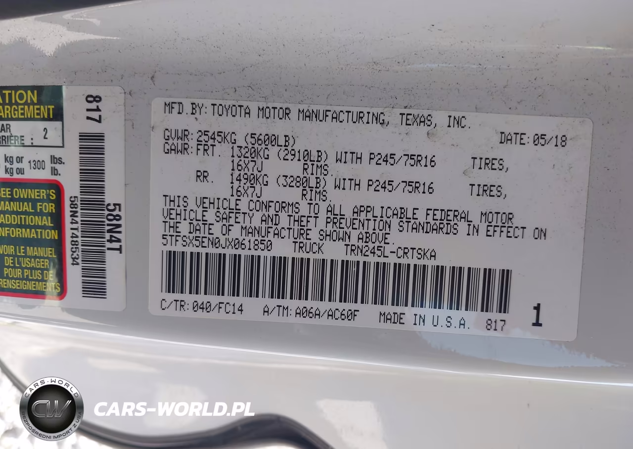 2018 Toyota Tacoma Sr5 VIN:5TFSX5EN0JX061850 - 9