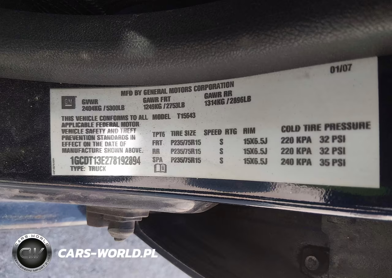 2007 Chevrolet Colorado Lt VIN:1GCDT13E278192894 - 9