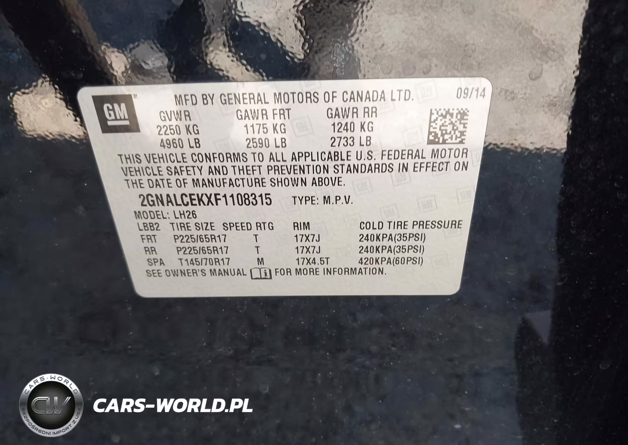 2015 Chevrolet Equinox 2Lt VIN:2GNALCEKXF1108315 - 9