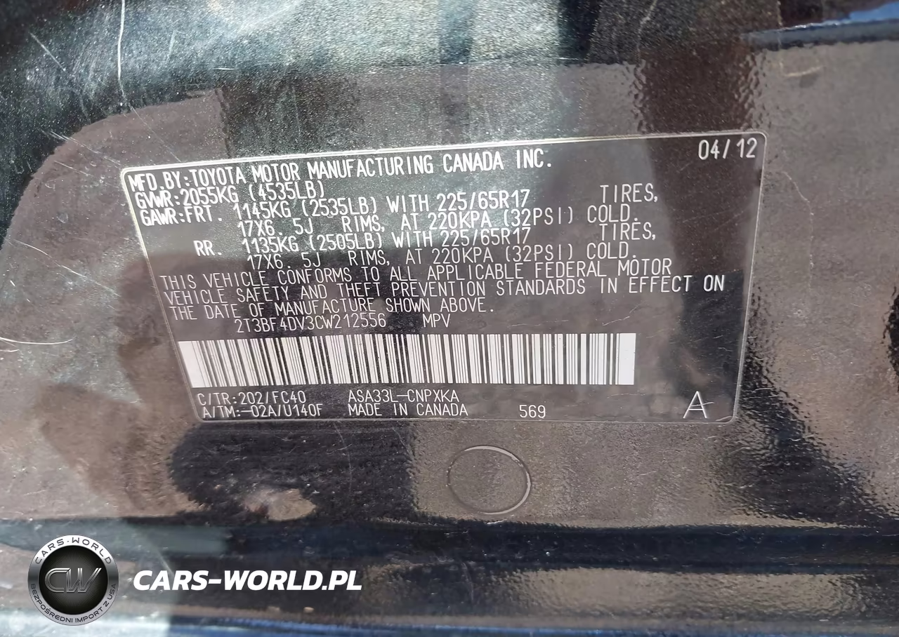 2012 Toyota Rav4 VIN:2T3BF4DV3CW212556 - 9