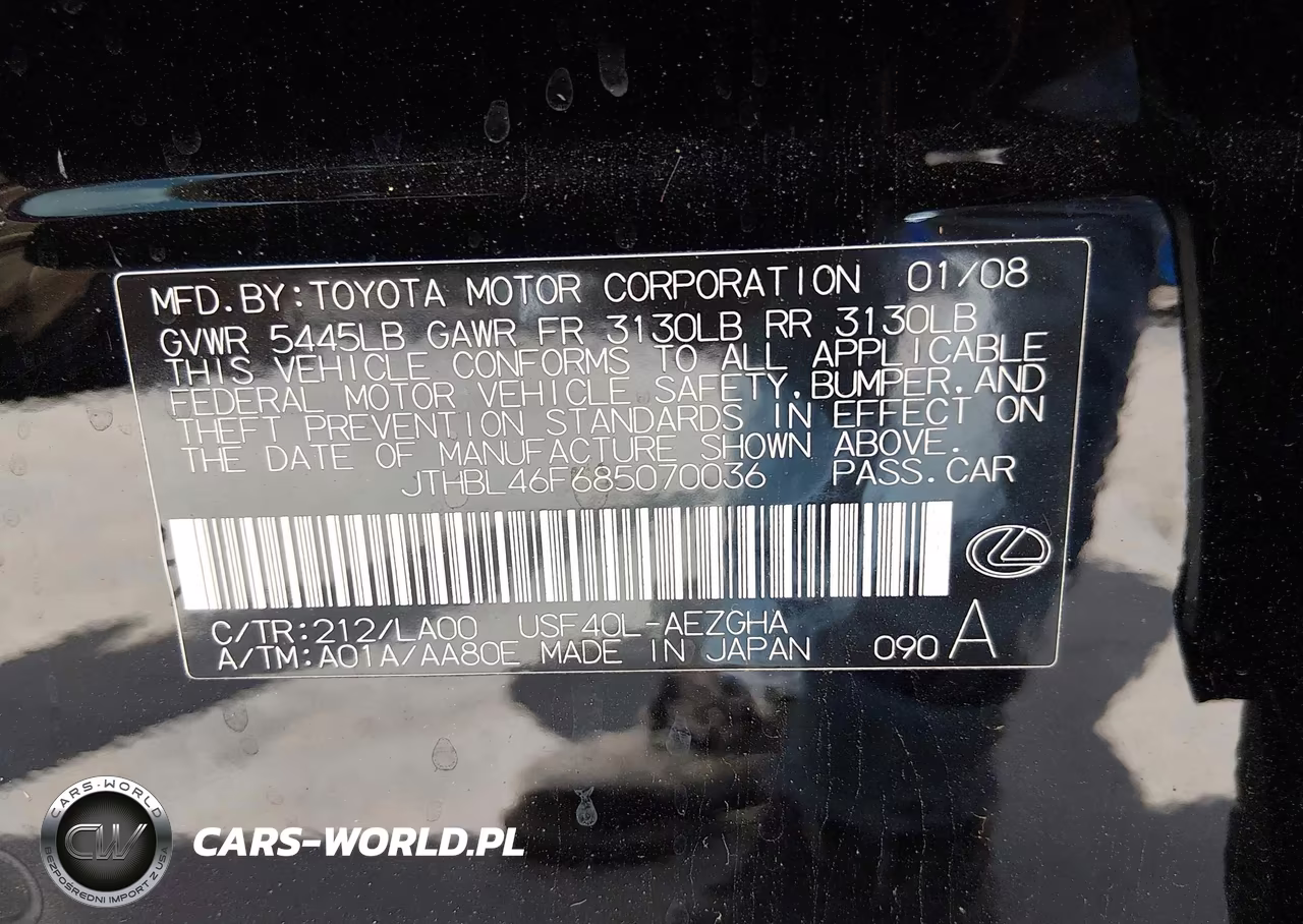2008 Lexus Ls 460 VIN:JTHBL46F685070036 - 9