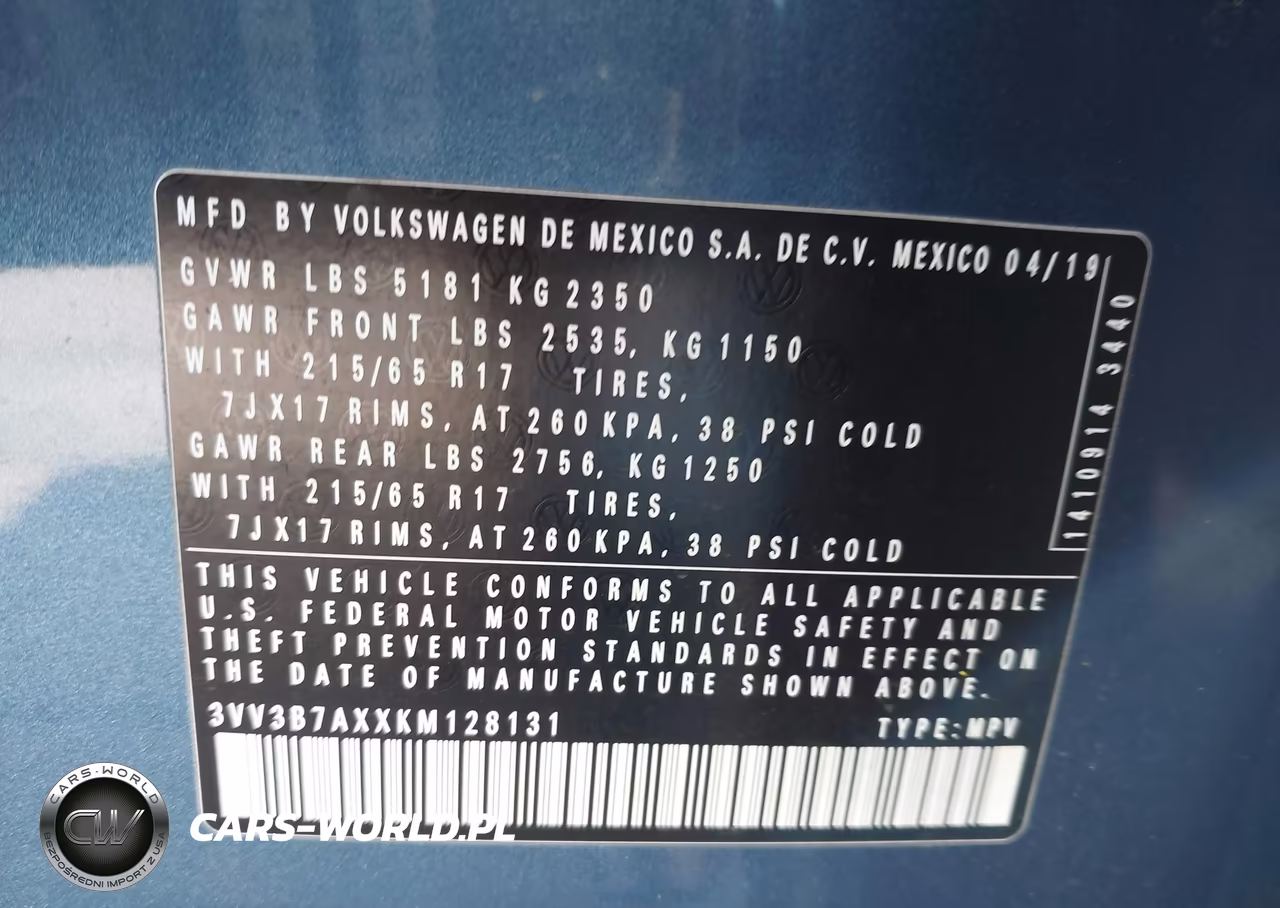 2019 Volkswagen Tiguan 2.0T Se-2.0T Sel-2.0T Sel R-Line-2.0T Sel R-Line Black VIN:3VV3B7AXXKM128131 - 9