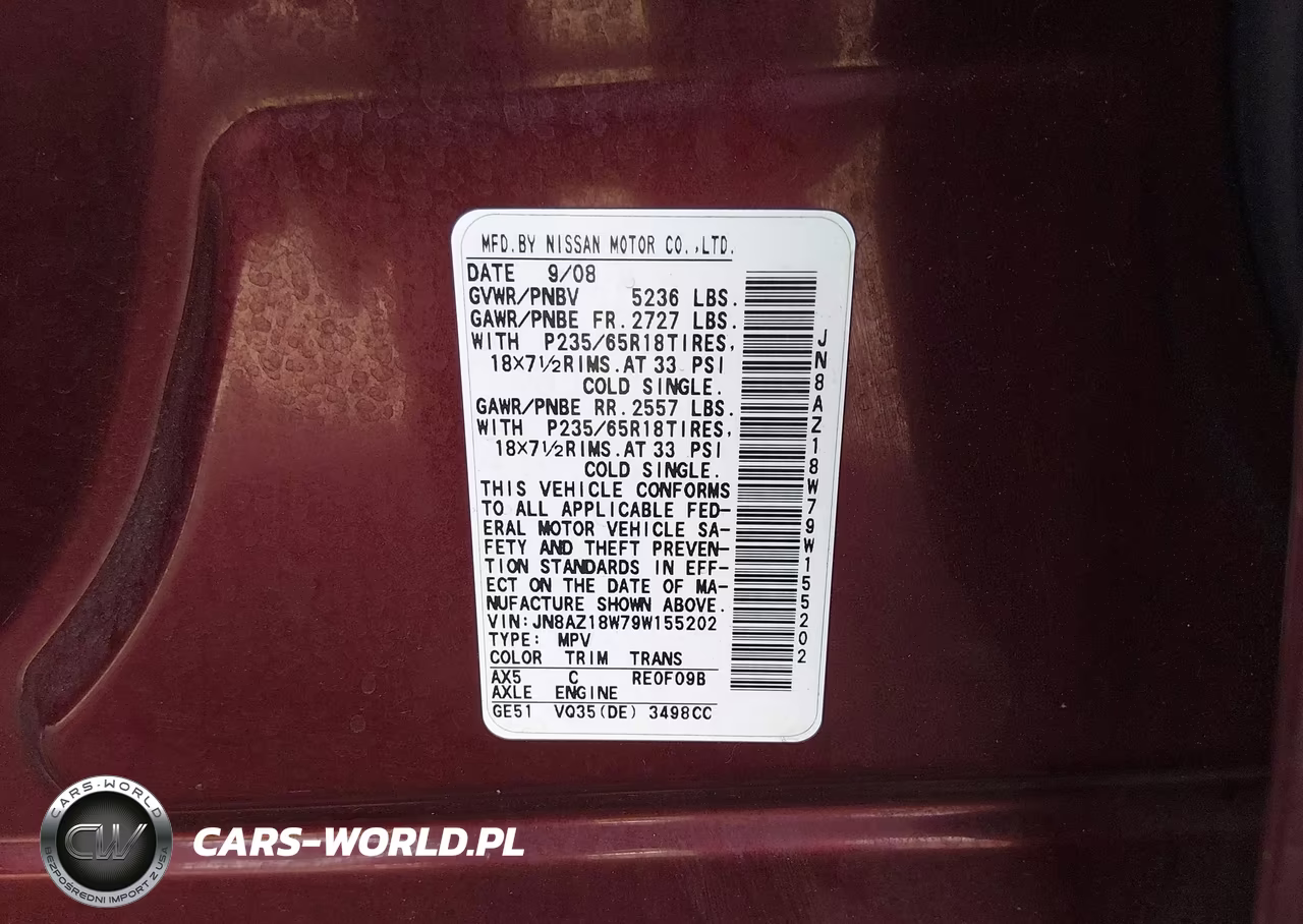 2009 Nissan Murano Sl VIN:JN8AZ18W79W155202 - 9