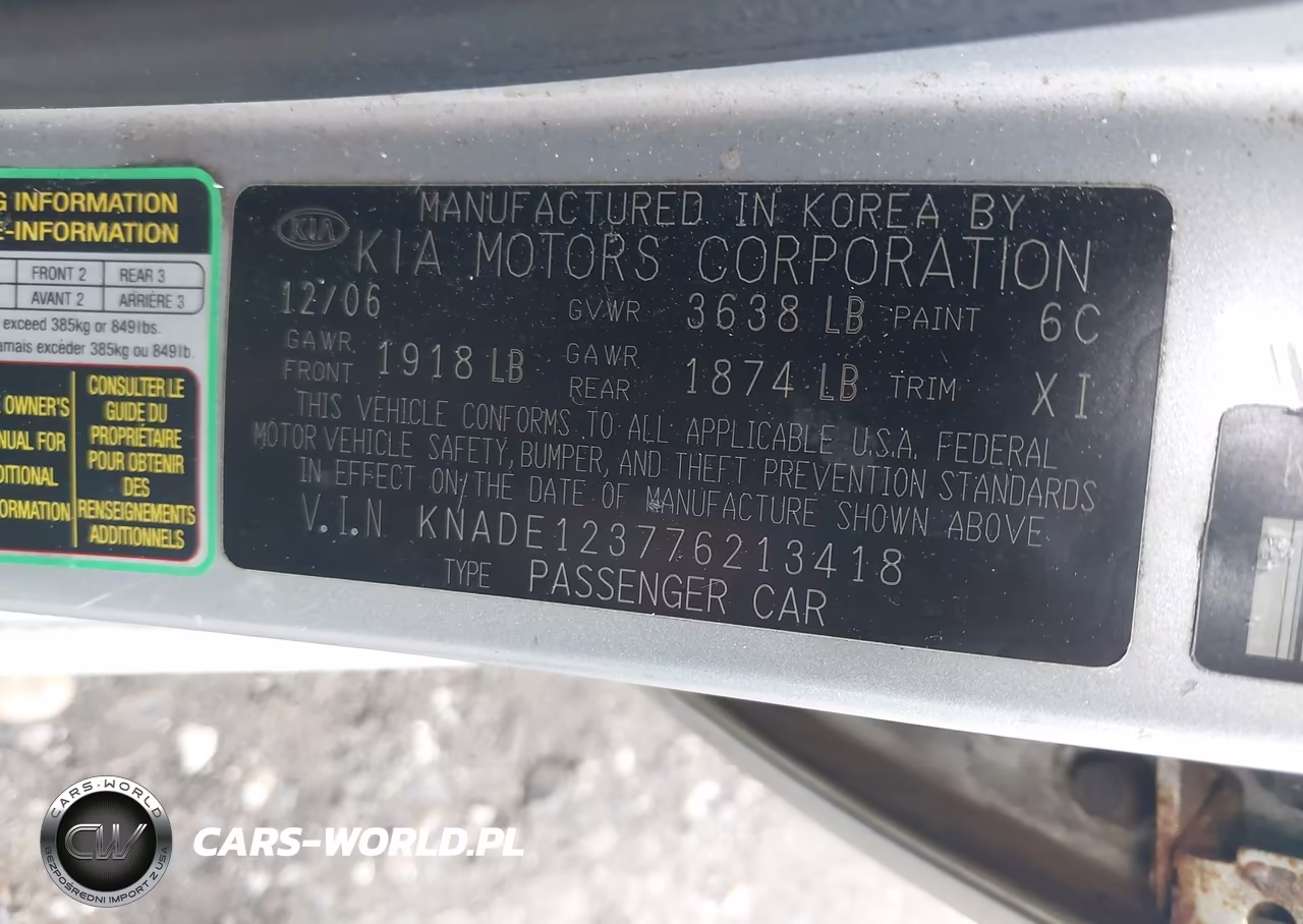 2007 Kia Rio Lx VIN:KNADE123776213418 - 9