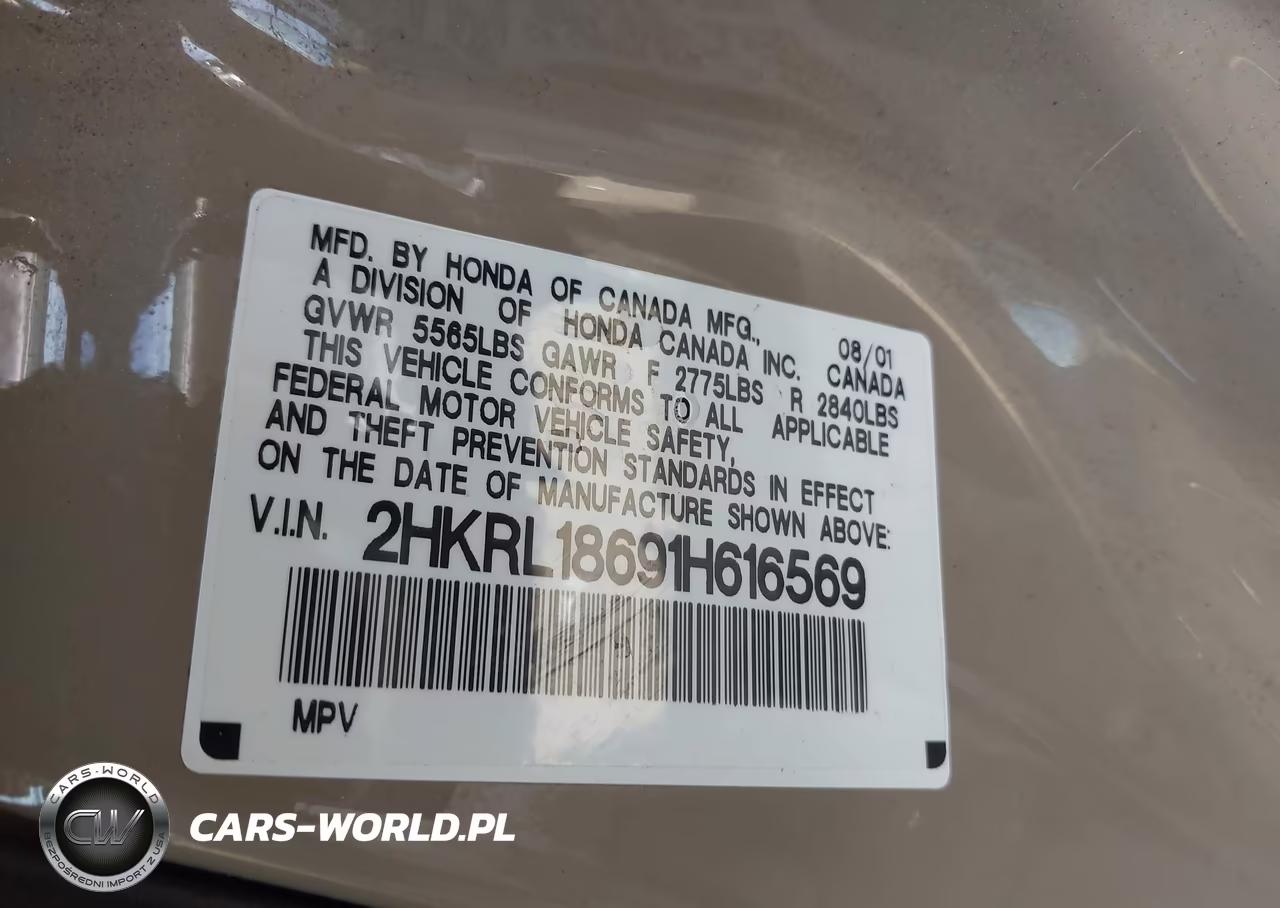 2001 Honda Odyssey Ex VIN:2HKRL18691H616569 - 9