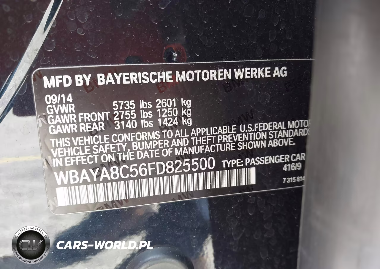 2015 BMW 750I VIN:WBAYA8C56FD825500 - 9