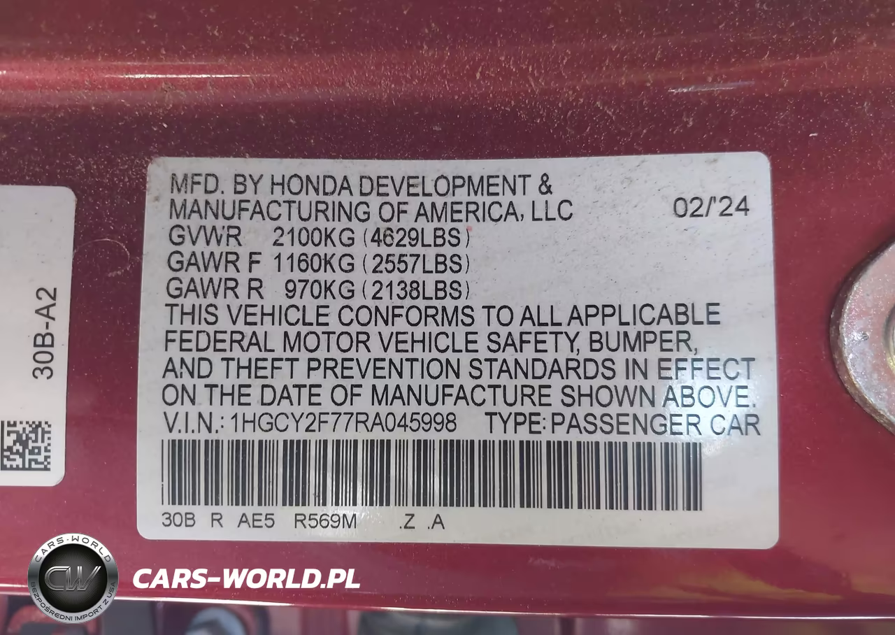 2024 Honda Accord Hybrid Sport-L VIN:1HGCY2F77RA045998 - 9