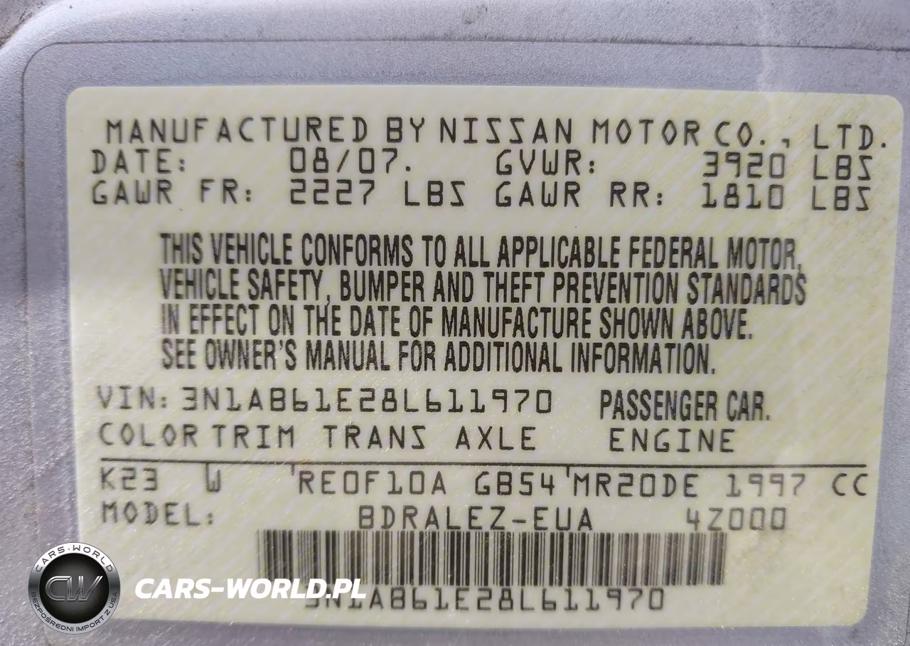 2008 Nissan Sentra 2.0S VIN:3N1AB61E28L611970 - 9