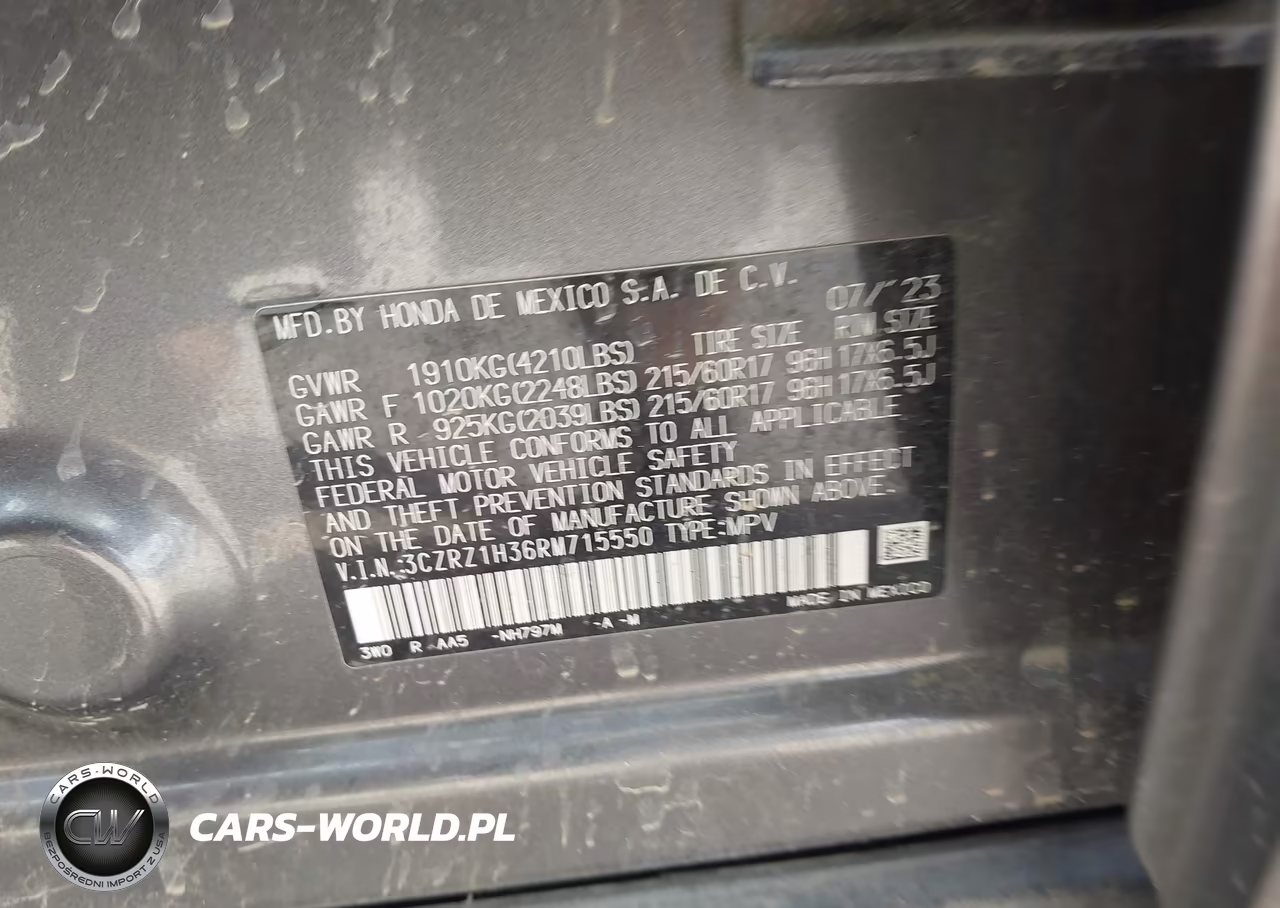 2024 Honda Hr-V 2Wd Lx VIN:3CZRZ1H36RM715550 - 9