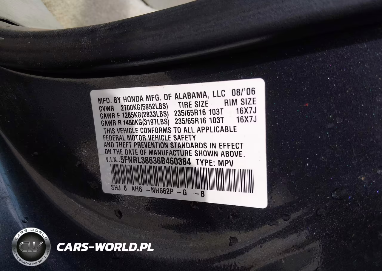2006 Honda Odyssey Ex-L VIN:5FNRL38636B460384 - 9