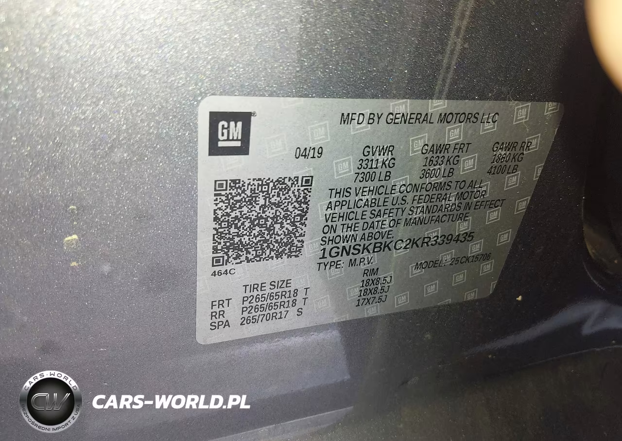2019 Chevrolet Tahoe Lt VIN:1GNSKBKC2KR339435 - 9