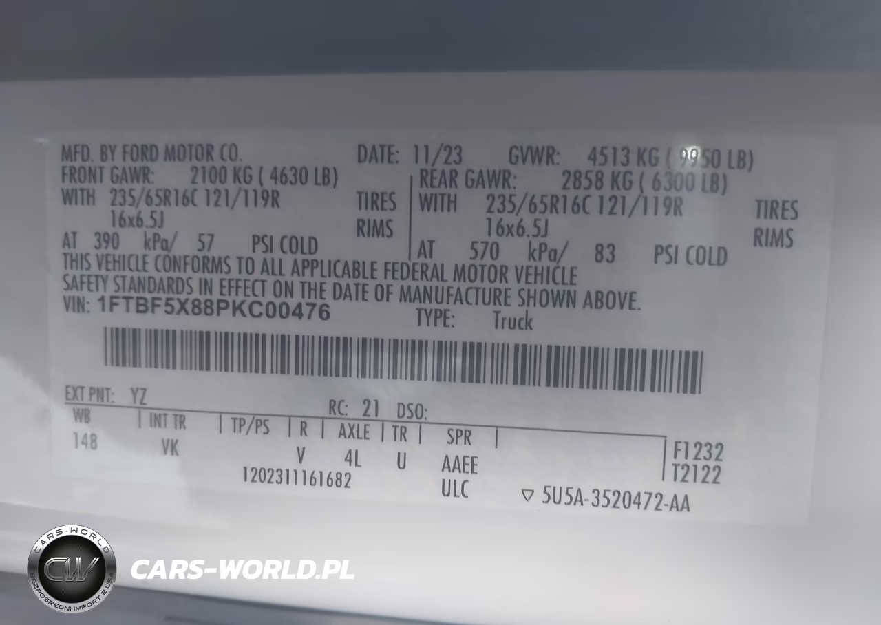 2023 Ford Transit-350 VIN:1FTBF5X88PKC00476 - 9