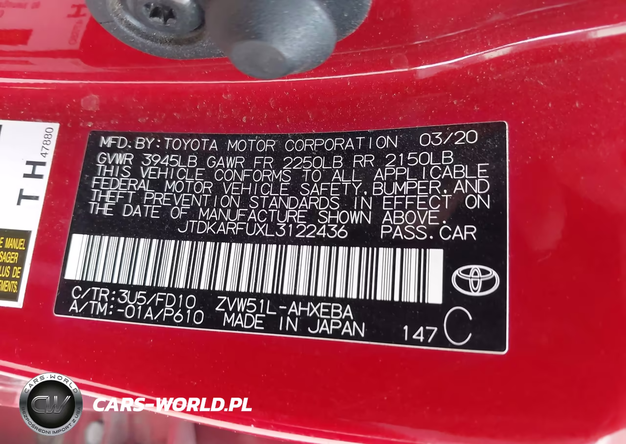 2020 Toyota Prius Le VIN:JTDKARFUXL3122436 - 9