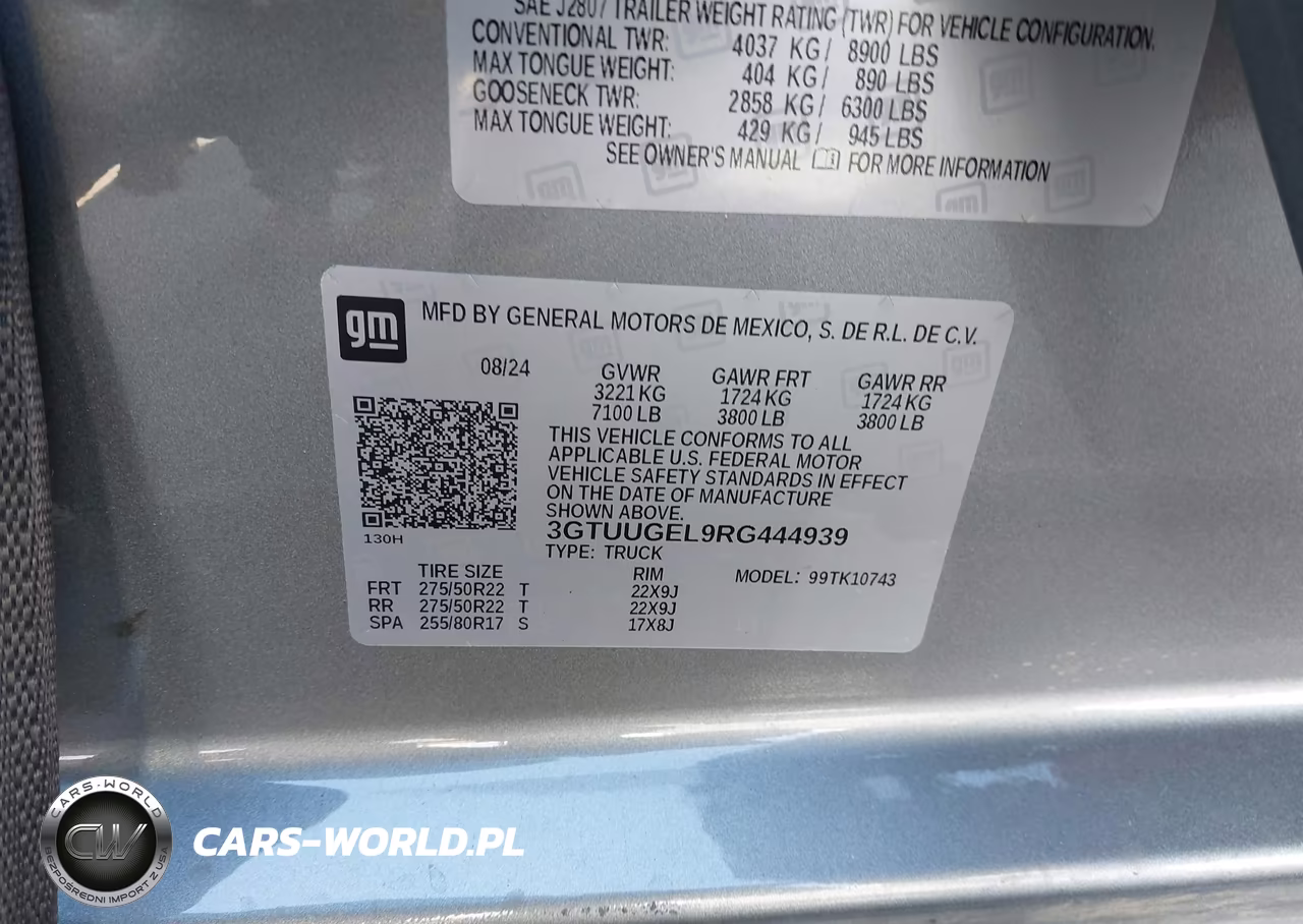 2024 GMC Sierra 1500 4Wd Standard Box Denali VIN:3GTUUGEL9RG444939 - 9