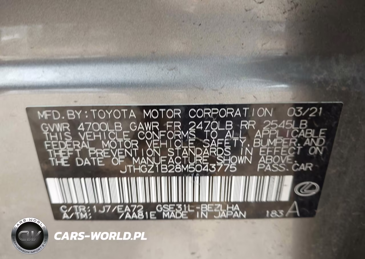 2021 Lexus Is 350 F Sport VIN:JTHGZ1B28M5043775 - 9