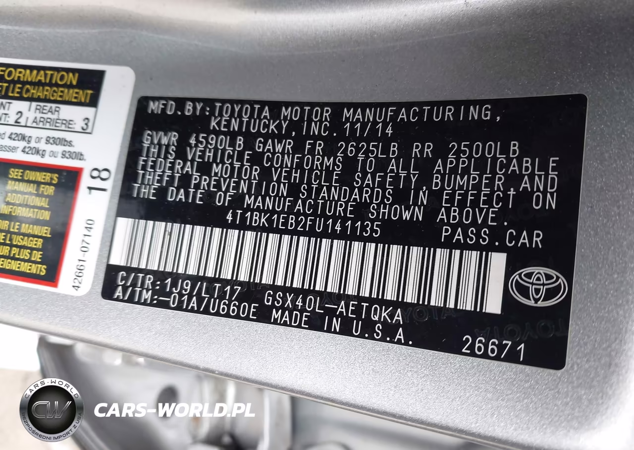 2015 Toyota Avalon Xle Touring VIN:4T1BK1EB2FU141135 - 9