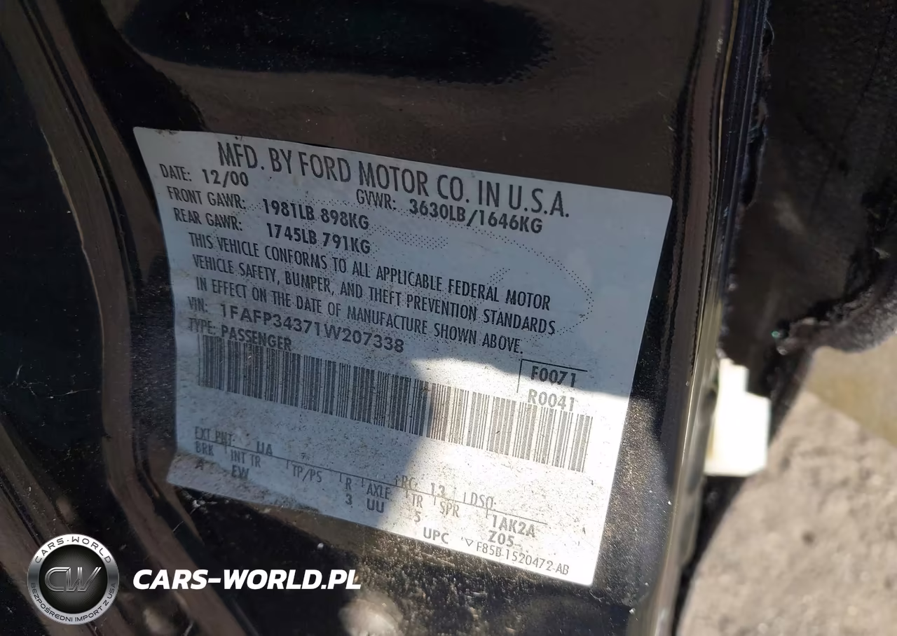 2001 Ford Focus Se VIN:1FAFP34371W207338 - 9