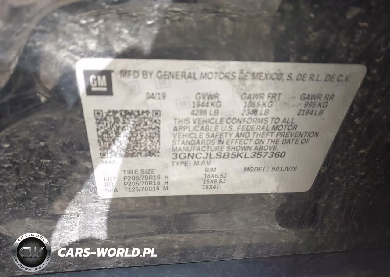 2019 Chevrolet Trax Lt VIN:3GNCJLSB5KL357360 - 9