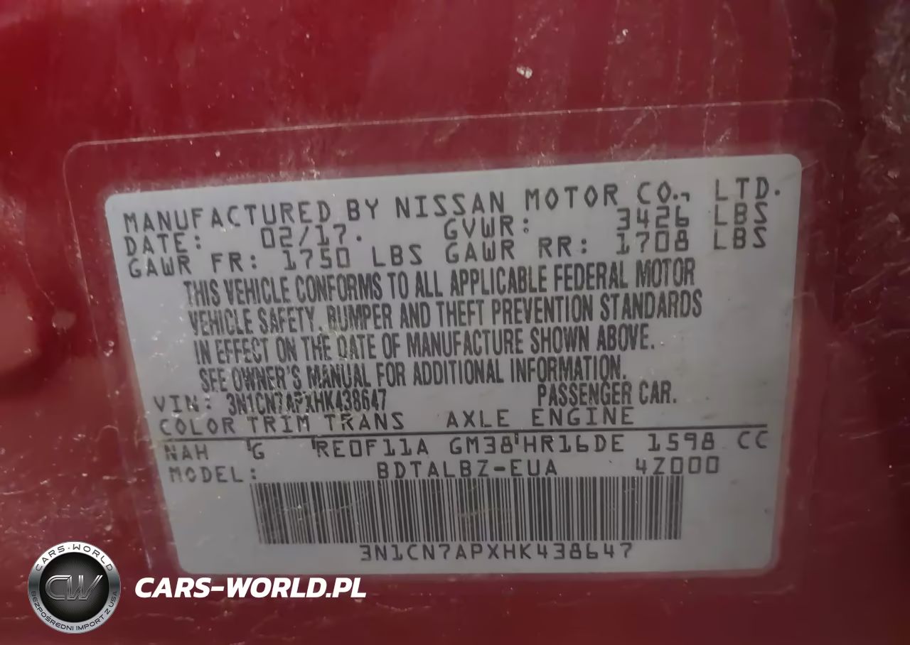 2017 Nissan Versa 1.6 Sv VIN:3N1CN7APXHK438647 - 9