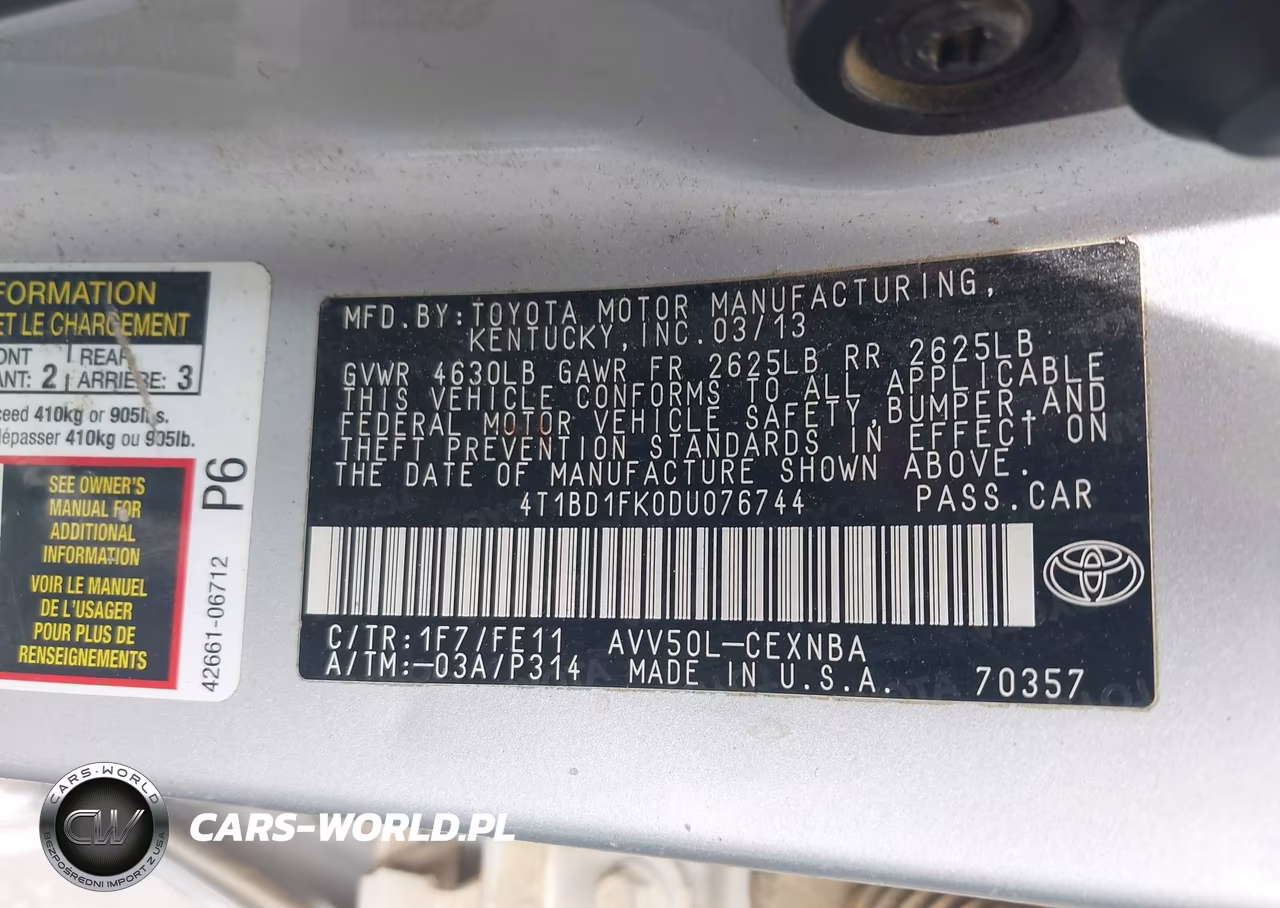 2013 Toyota Camry Hybrid Le VIN:4T1BD1FK0DU076744 - 9