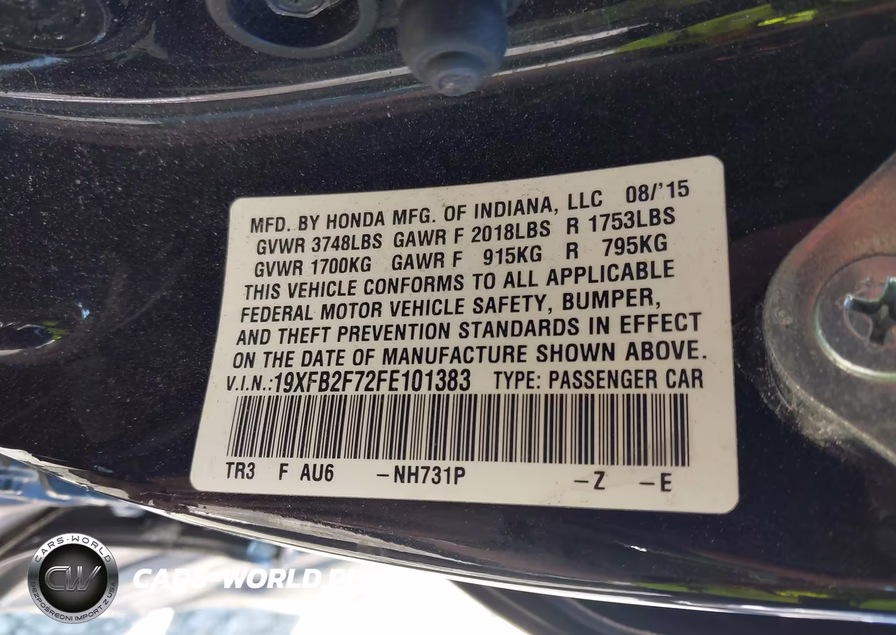 2015 Honda Civic Se VIN:19XFB2F72FE101383 - 9