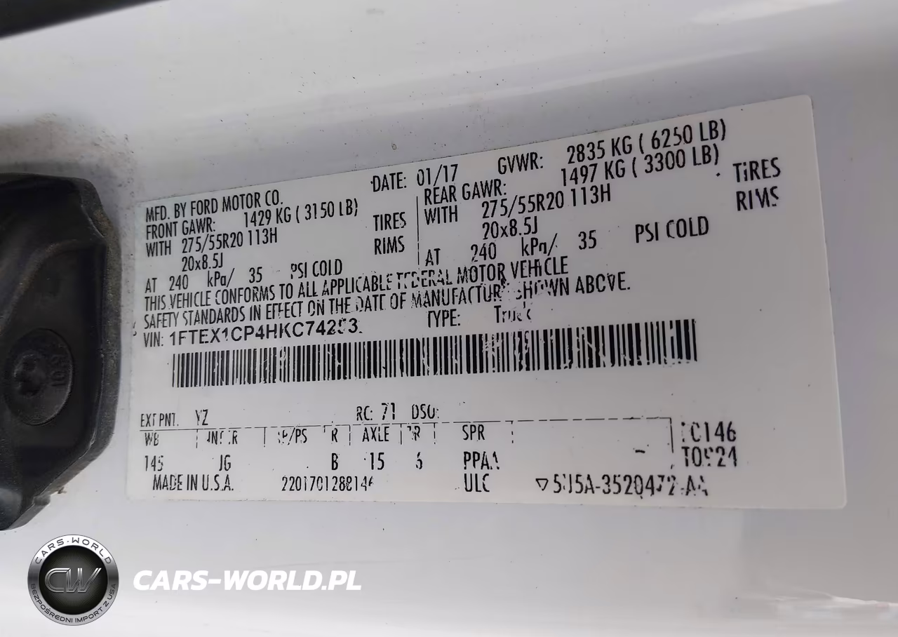 2017 Ford F-150 Xl VIN:1FTEX1CP4HKC74253 - 9