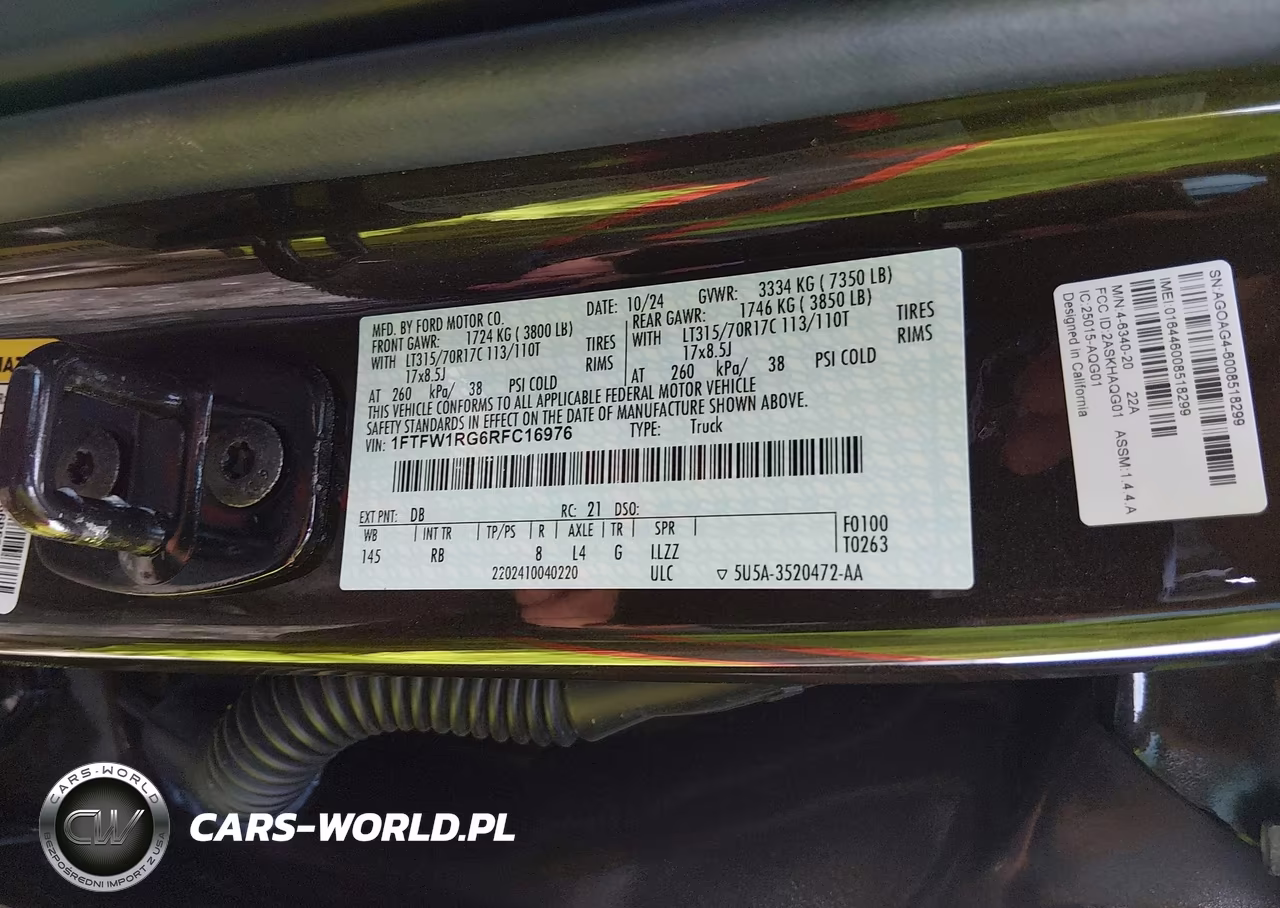 2024 Ford F-150 Raptor VIN:1FTFW1RG6RFC16976 - 9