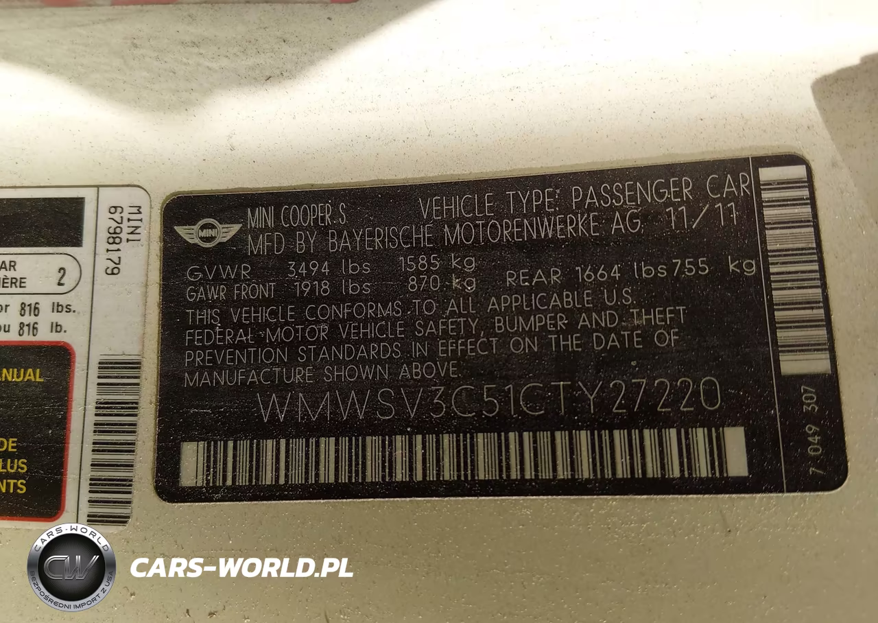 2012 Mini Cooper S VIN:WMWSV3C51CTY27220 - 9