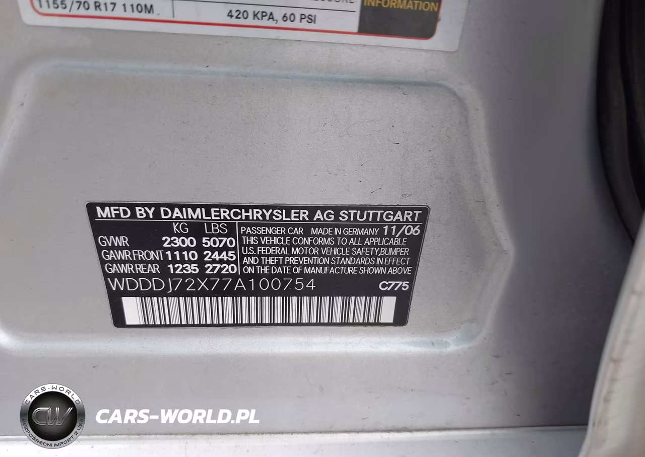 2007 Mercedes-Benz Cls 550 VIN:WDDDJ72X77A100754 - 9