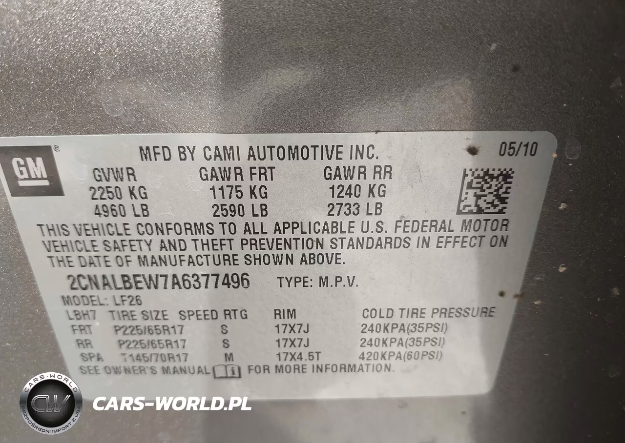 2010 Chevrolet Equinox Ls VIN:2CNALBEW7A6377496 - 9