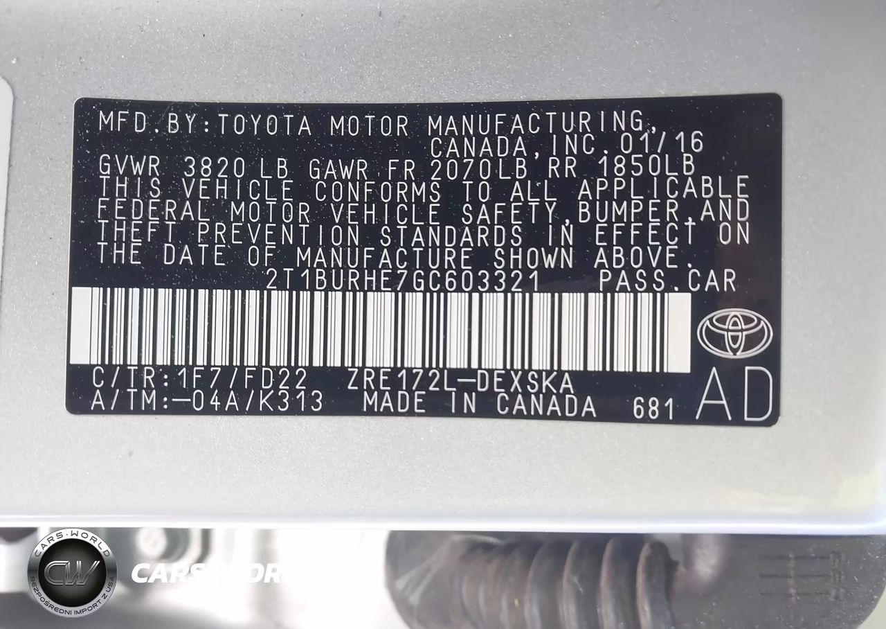 2016 Toyota Corolla S Plus VIN:2T1BURHE7GC603321 - 9