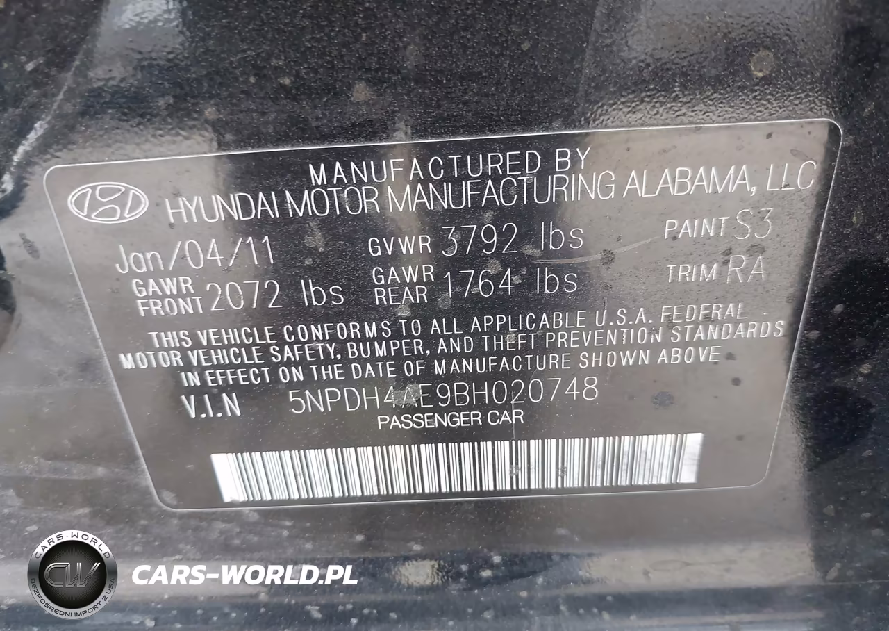 2011 Hyundai Elantra Gls VIN:5NPDH4AE9BH020748 - 9