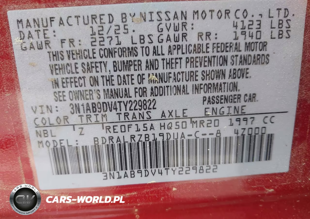 2026 Nissan Sentra Sr VIN:3N1AB9DV4TY229822 - 9