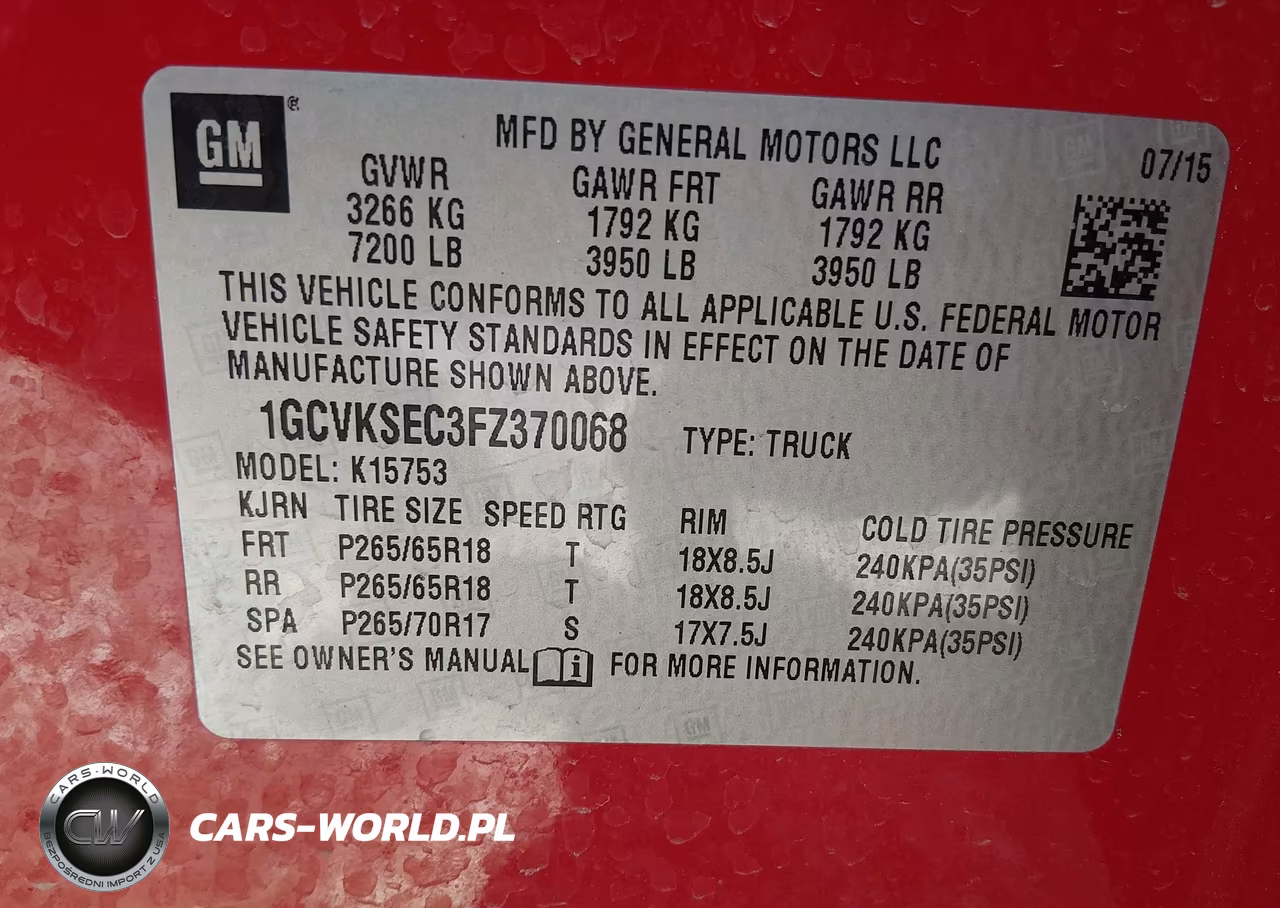 2015 Chevrolet Silverado 1500 1Lz VIN:1GCVKSEC3FZ370068 - 9