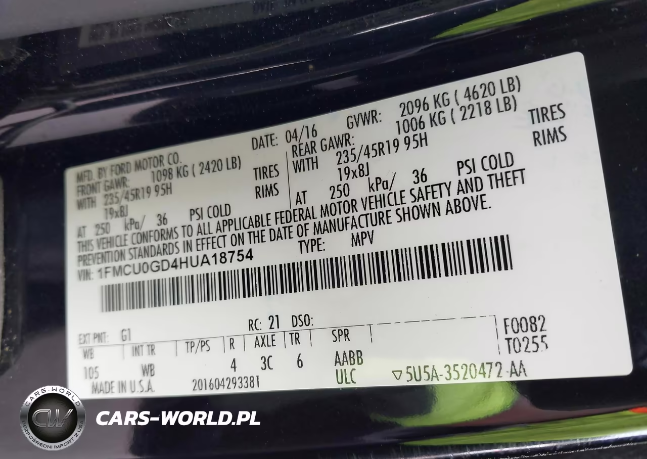 2017 Ford Escape Se VIN:1FMCU0GD4HUA18754 - 9