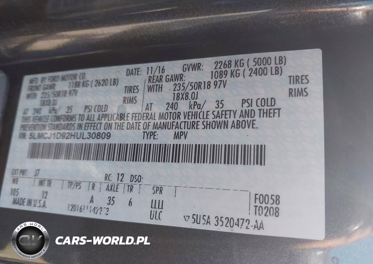 2017 Lincoln Mkc Premiere VIN:5LMCJ1D92HUL30809 - 9