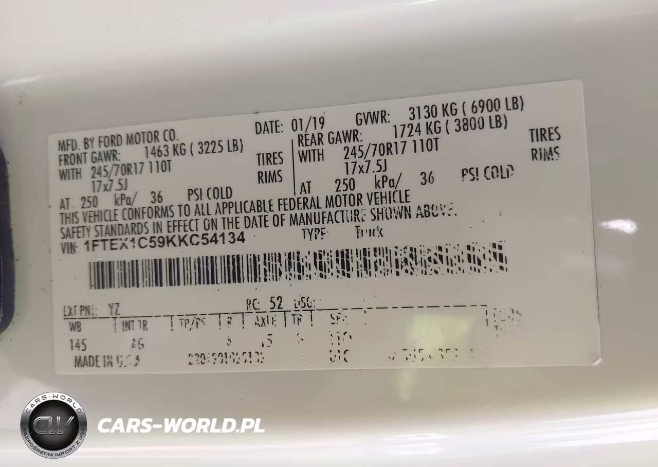 2019 Ford F-150 Xl VIN:1FTEX1C59KKC54134 - 9