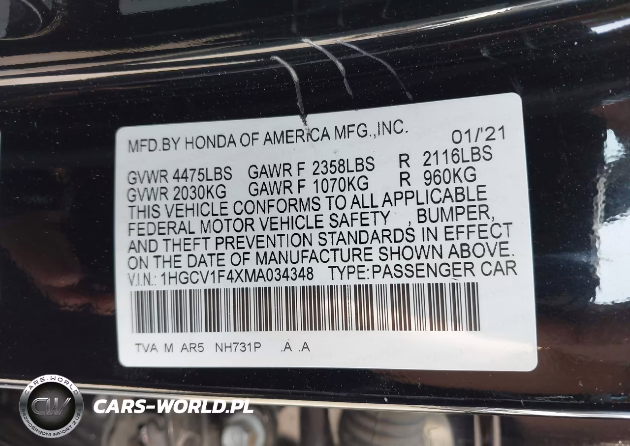 2021 Honda Accord Sport Special Edition VIN:1HGCV1F4XMA034348 - 9