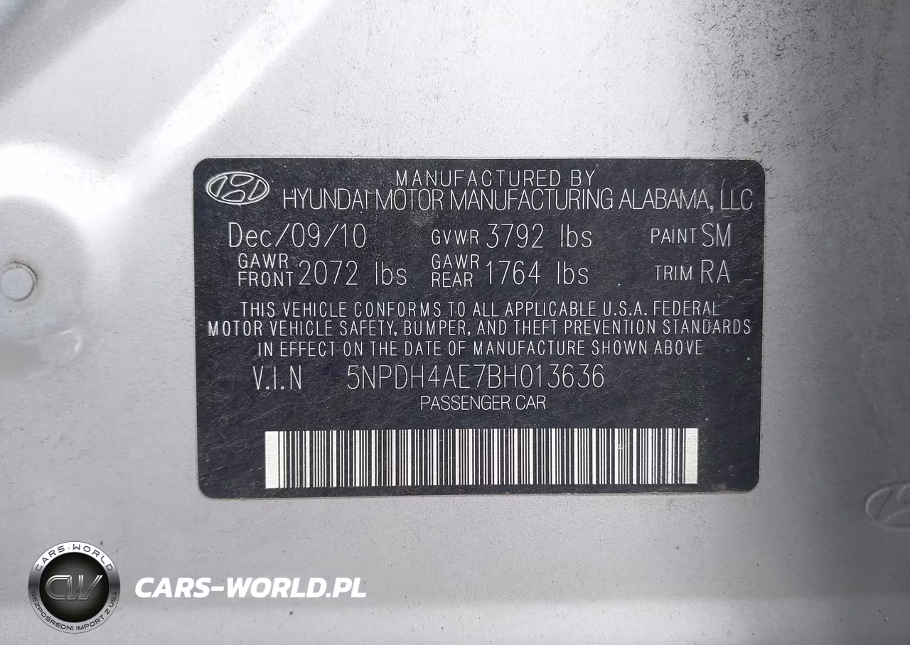 2011 Hyundai Elantra Gls VIN:5NPDH4AE7BH013636 - 9