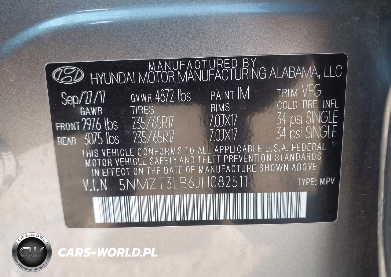 2018 Hyundai Santa Fe Sport 2.4L VIN:5NMZT3LB6JH082511 - 9