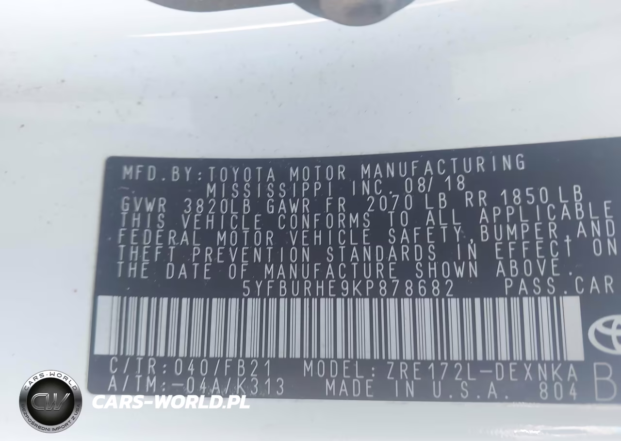 2019 Toyota Corolla Le VIN:5YFBURHE9KP878682 - 9