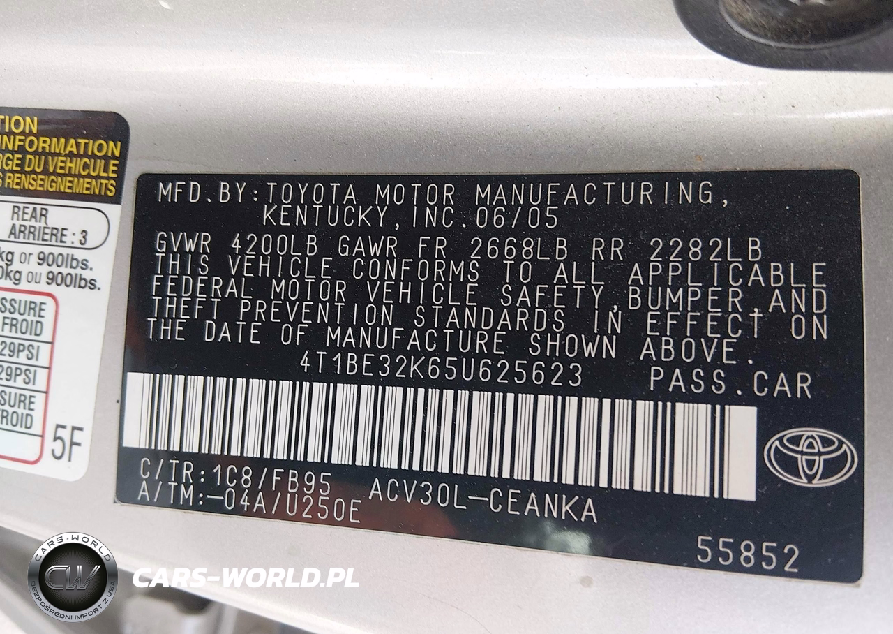 2005 Toyota Camry Le VIN:4T1BE32K65U625623 - 9