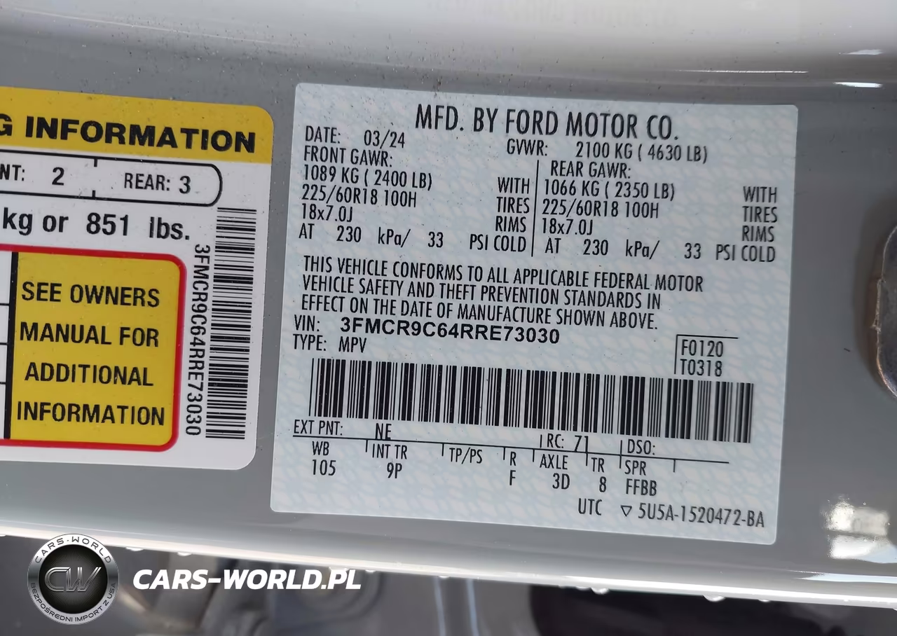 2024 Ford Bronco Sport Outer Banks VIN:3FMCR9C64RRE73030 - 9