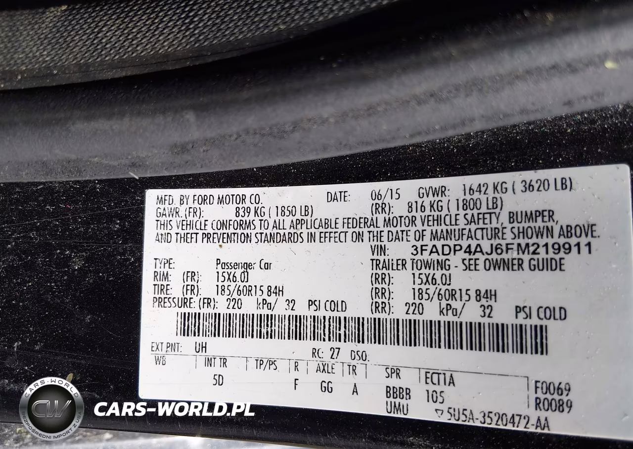 2015 Ford Fiesta S VIN:3FADP4AJ6FM219911 - 9