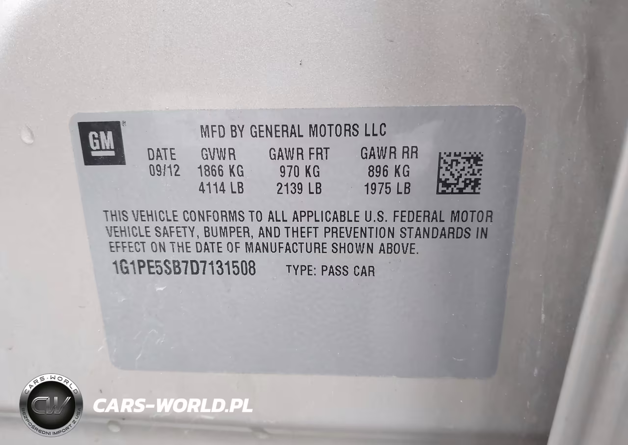 2013 Chevrolet Cruze 2Lt Auto VIN:1G1PE5SB7D7131508 - 9