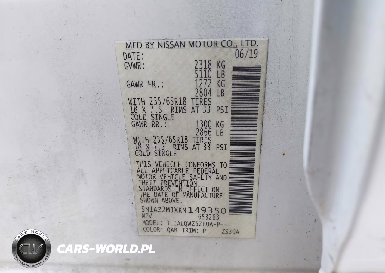 2019 Nissan Murano Sv VIN:5N1AZ2MJXKN149350 - 9