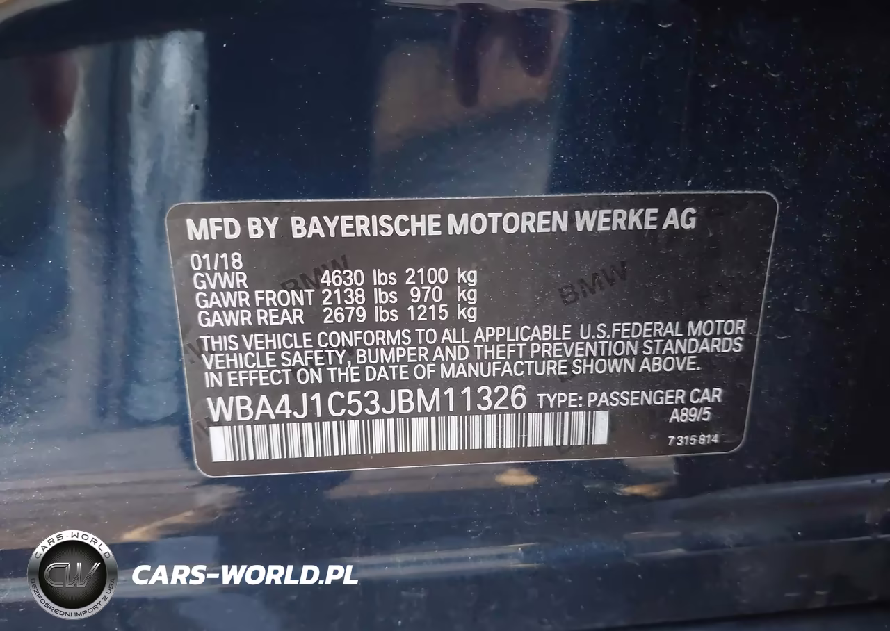 2018 BMW 430I Gran Coupe VIN:WBA4J1C53JBM11326 - 9